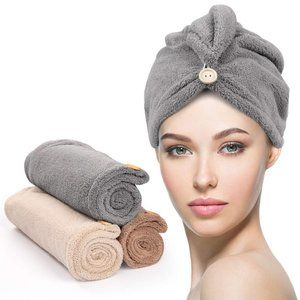 Super Absorbent Hair Towel Wrap for Curly Hair Fast Drying Hair Turban 3 Pack